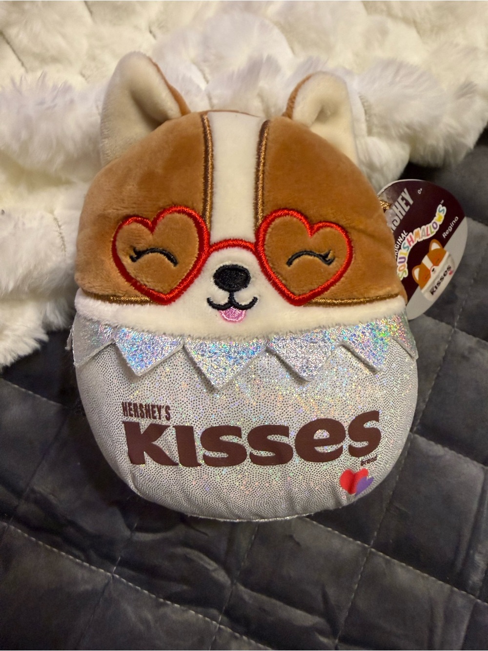 Squishmallows Brown & White Hershey's Kisses Corgi Plush